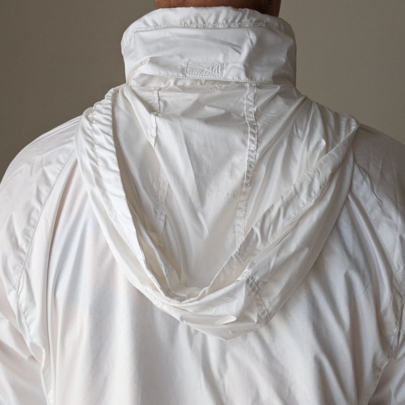 White Nautica Jacket / Windbreaker Zip Pockets With Hood Size L - Picture 3 of 8